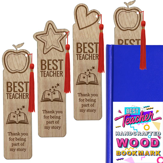 Best Teacher Handcrafted Wood Bookmark