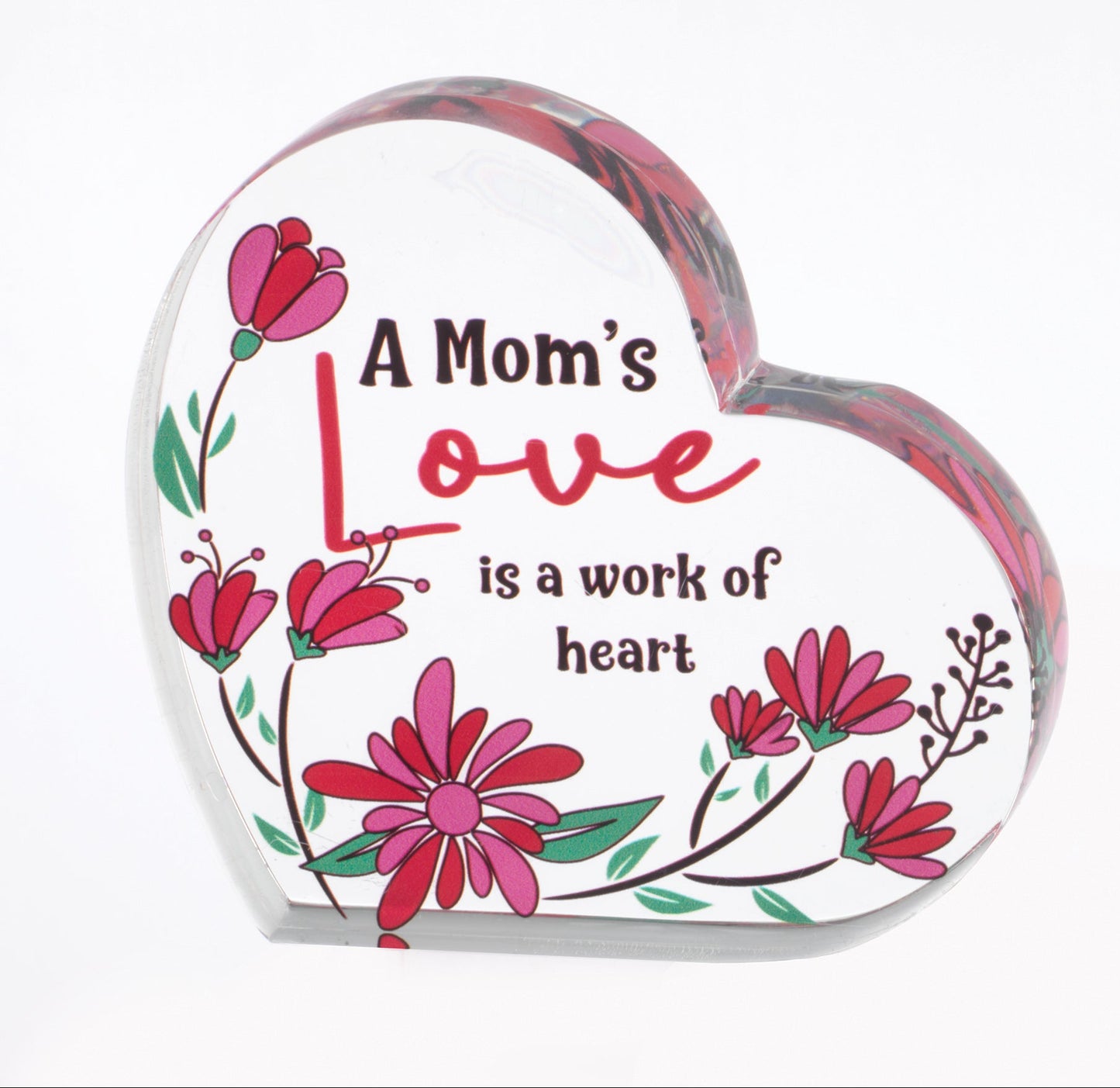 Mom Acrylic Heart Plaque