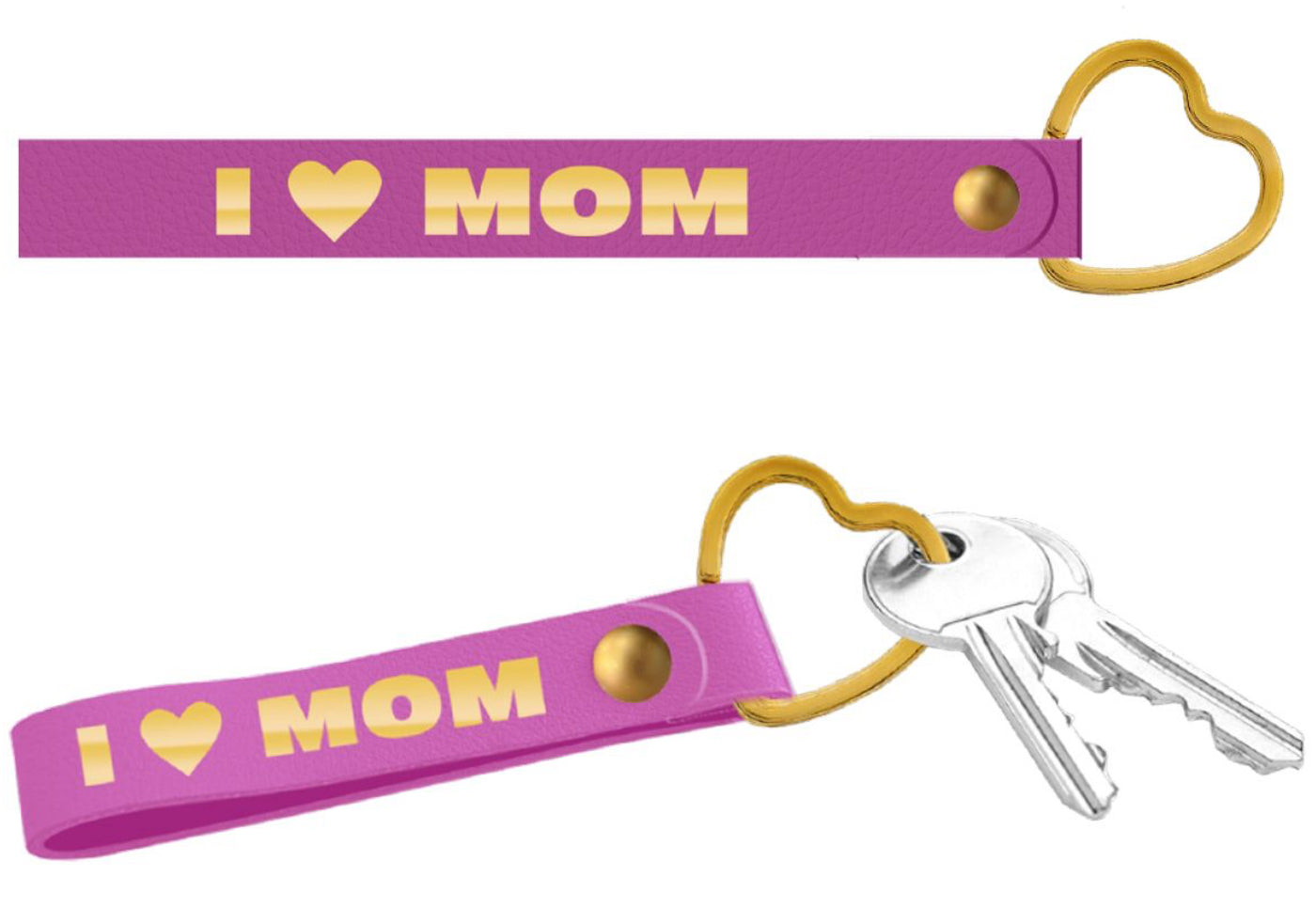 I Love Mom Leatherette Key Strap
