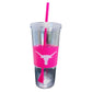 Longhorns Pink Clear Cup with Straw - UT